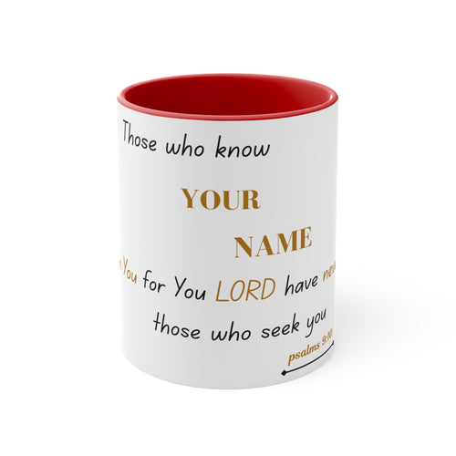 Accent Mug — Personalized Psalm Verse Coffee Cup (Pink Interior)